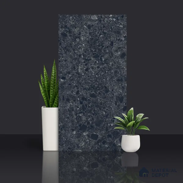 Black Stone Floor & Wall Tile TL 06997 Prestige Ceppo Nero 2 ft x 4 ft Vitrified Carving Matte Finish - 9 mm | 4 Random Design | Suitable for Living Room, Bedroom, Bathroom