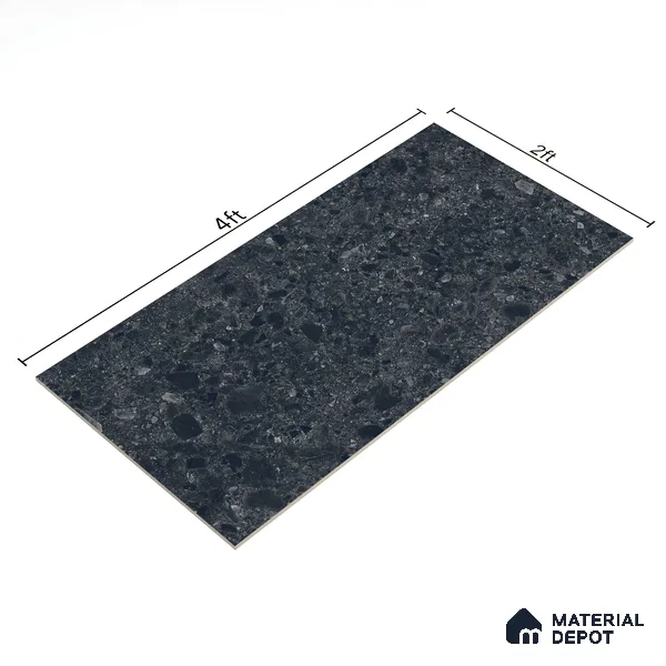 Black Stone Floor & Wall Tile TL 06997 Prestige Ceppo Nero 2 ft x 4 ft Vitrified Carving Matte Finish - 9 mm | 4 Random Design | Suitable for Living Room, Bedroom, Bathroom