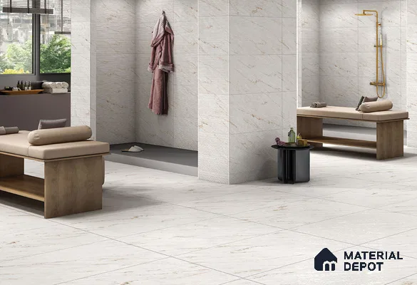 Marble Wall & Floor Tile TL 07000 Beige 4 ft x 2 ft Matte Finish Vitrified Tile - 9 mm | 8 Random Designs | Suitable For Living Room, Bedroom, Kitchen