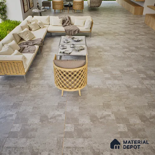 Grey Stone Floor & Wall Tile TL 07008 Prestige Evardo Gris 2 ft x 4 ft Vitrified Carving Matte Finish - 9 mm | 4 Random Design | Suitable for Living Room, Bedroom, Bathroom