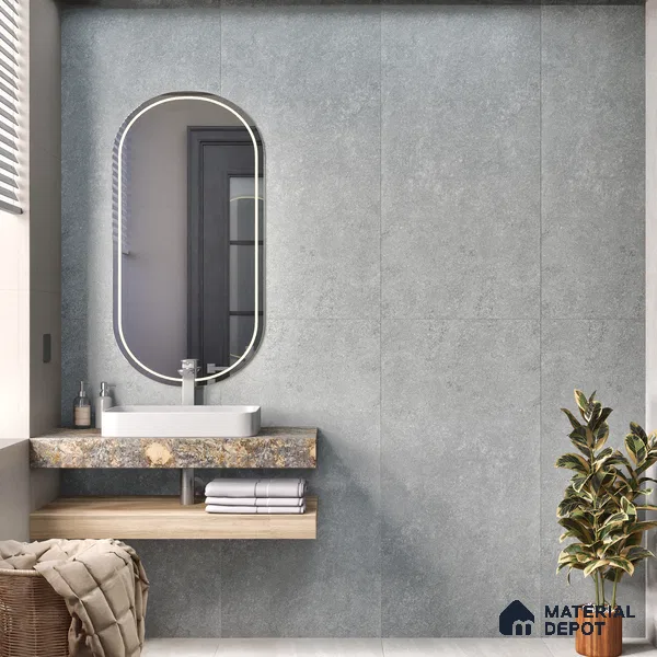 Cement Look Wall & Floor Matte Finish Grey Vitrified Tile | TL 07009 4 ft x 2 ft - 9 mm | Suitable For Living Room, Hall & Study