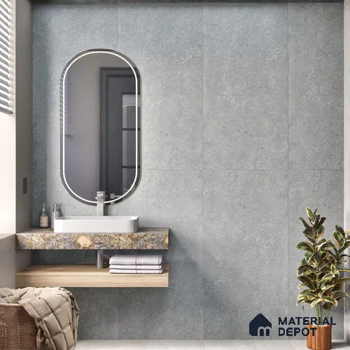 Cement Look Wall & Floor Matte Finish Grey Vitrified Tile | TL 07009 4 ft x 2 ft - 9 mm | Suitable For Living Room, Hall & Study