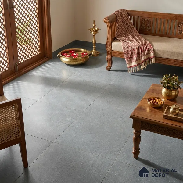 Cement Look Wall & Floor Matte Finish Grey Vitrified Tile | TL 07009 4 ft x 2 ft - 9 mm | Suitable For Living Room, Hall & Study