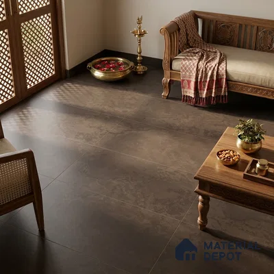 Brown Rustic Wall & Floor Tile TL 07010 2 ft x 4 ft Vitrified Carving Matte Finish - 9 mm | 4 Random Design | Suitable for Living Room, Bedroom, Bathroom