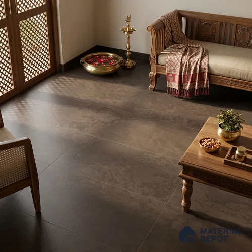 Brown Rustic Wall & Floor Tile TL 07010 2 ft x 4 ft Vitrified Carving Matte Finish - 9 mm | 4 Random Design | Suitable for Living Room, Bedroom, Bathroom