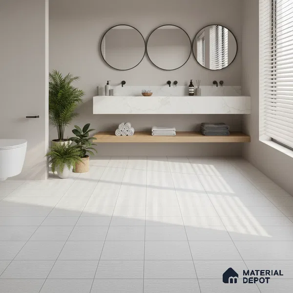 Beige Wood Floor Tile TL 07011 1 ft x 1 ft Ceramic Carving Matte Finish - 9 mm | Suitable for Living Room, Bedroom, Bathroom