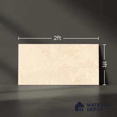 Beige Rustic Wall Tile TL 07015 2 ft x 1 ft Ceramic Carving Satin Finish - 9 mm | Suitable for Living Room, Bedroom, Bathroom