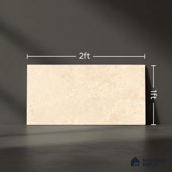 Beige Rustic Wall Tile TL 07015 2 ft x 1 ft Ceramic Carving Satin Finish - 9 mm | Suitable for Living Room, Bedroom, Bathroom