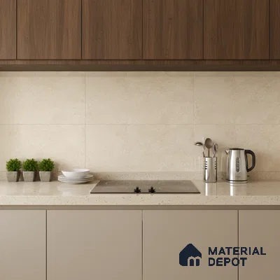 Beige Rustic Wall Tile TL 07015 2 ft x 1 ft Ceramic Carving Satin Finish - 9 mm | Suitable for Living Room, Bedroom, Bathroom (Sample)