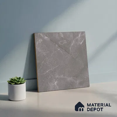 Grey Marble Floor Tile TL 07017   1 ft x 1 ft Ceramic Carving Matte Finish - 9 mm | Suitable for Living Room, Bedroom, Bathroom