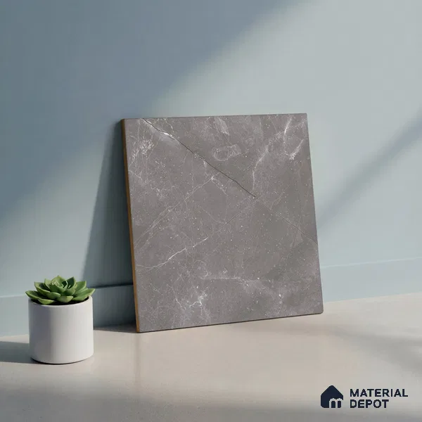 Grey Marble Floor Tile TL 07017 1 ft x 1 ft Ceramic Carving Matte Finish - 9 mm | Suitable for Living Room, Bedroom, Bathroom