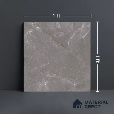 Grey Marble Floor Tile TL 07017   1 ft x 1 ft Ceramic Carving Matte Finish - 9 mm | Suitable for Living Room, Bedroom, Bathroom