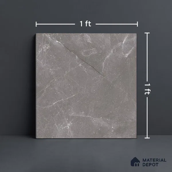 Grey Marble Floor Tile TL 07017 1 ft x 1 ft Ceramic Carving Matte Finish - 9 mm | Suitable for Living Room, Bedroom, Bathroom