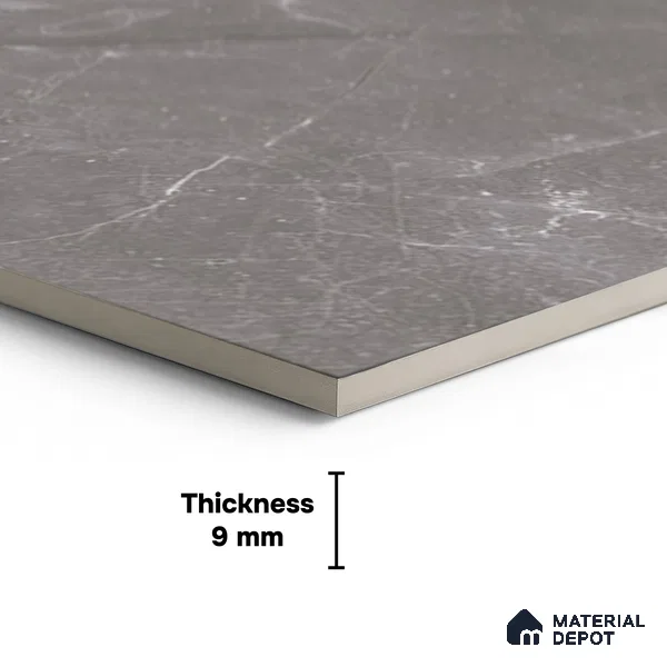 Grey Marble Floor Tile TL 07017 1 ft x 1 ft Ceramic Carving Matte Finish - 9 mm | Suitable for Living Room, Bedroom, Bathroom