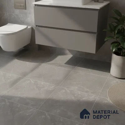 Grey Marble Floor Tile TL 07017   1 ft x 1 ft Ceramic Carving Matte Finish - 9 mm | Suitable for Living Room, Bedroom, Bathroom