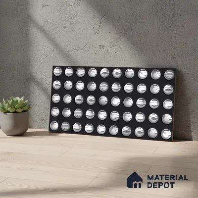 Black Metallic Wall Tile TL 07021 2 ft x 1 ft Ceramic Carving Metallic Finish - 9 mm | Suitable for Living Room, Bedroom, Bathroom