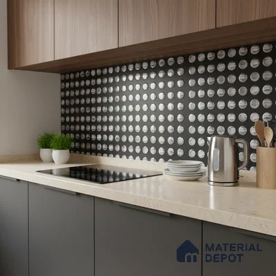 Black Metallic Wall Tile TL 07021 2 ft x 1 ft Ceramic Carving Metallic Finish - 9 mm | Suitable for Living Room, Bedroom, Bathroom