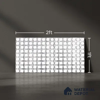 Black Metallic Wall Tile TL 07023 2 ft x 1 ft Ceramic Carving Metallic Finish - 9 mm | Suitable for Living Room, Bedroom, Bathroom