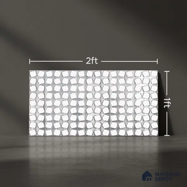 Black Metallic Wall Tile TL 07023 2 ft x 1 ft Ceramic Carving Metallic Finish - 9 mm | Suitable for Living Room, Bedroom, Bathroom