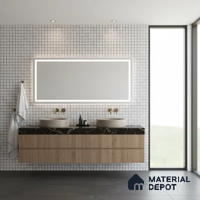 Black Metallic Wall Tile TL 07023 2 ft x 1 ft Ceramic Carving Metallic Finish - 9 mm | Suitable for Living Room, Bedroom, Bathroom