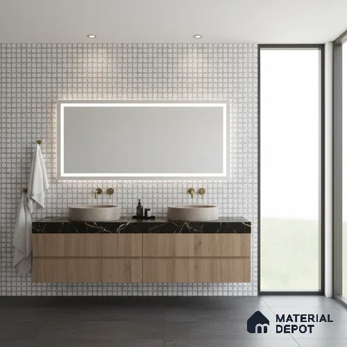 Black Metallic Wall Tile TL 07023 2 ft x 1 ft Ceramic Carving Metallic Finish - 9 mm | Suitable for Living Room, Bedroom, Bathroom