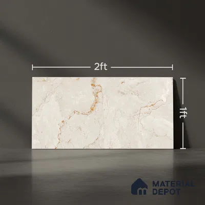 Beige Marble Wall Tile TL 07024 2 ft x 1 ft Ceramic Carving Satin Finish - 9 mm | Suitable for Living Room, Bedroom, Bathroom
