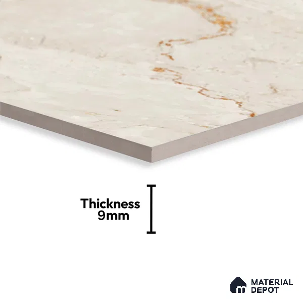 Beige Marble Wall Tile TL 07024 2 ft x 1 ft Ceramic Carving Satin Finish - 9 mm | Suitable for Living Room, Bedroom, Bathroom
