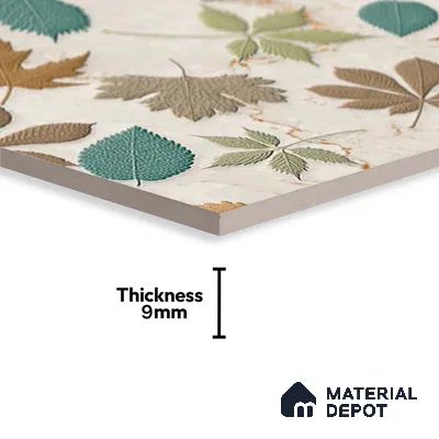 Tropical Wall Tile TL 07025 Carving Satin Finish 2 ft x 1 ft Ceramic Tile - 9 mm | Suitable for Living Room, Bedroom, Bathroom | Please Expect a Slight Variation of Pattern