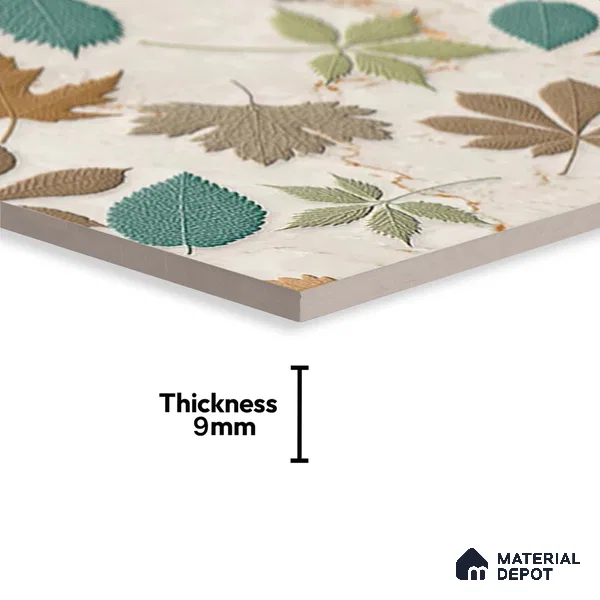 Tropical Wall Tile TL 07025 Carving Satin Finish 2 ft x 1 ft Ceramic Tile - 9 mm | Suitable for Living Room, Bedroom, Bathroom | Please Expect a Slight Variation of Pattern