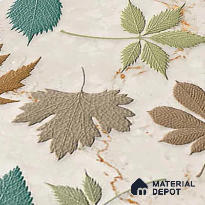 Tropical Wall Tile TL 07025 Carving Satin Finish 2 ft x 1 ft Ceramic Tile - 9 mm | Suitable for Living Room, Bedroom, Bathroom | Please Expect a Slight Variation of Pattern