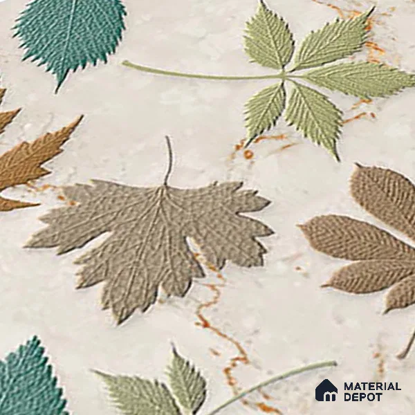 Tropical Wall Tile TL 07025 Carving Satin Finish 2 ft x 1 ft Ceramic Tile - 9 mm | Suitable for Living Room, Bedroom, Bathroom | Please Expect a Slight Variation of Pattern