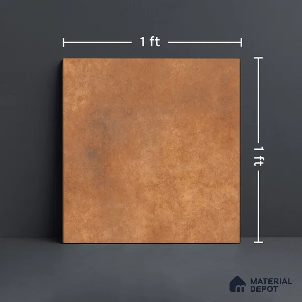 Brown Rustic Floor Tile TL 07026 1 ft x 1 ft Ceramic Carving Matte Finish - 9 mm | Suitable for Living Room, Bedroom, Bathroom