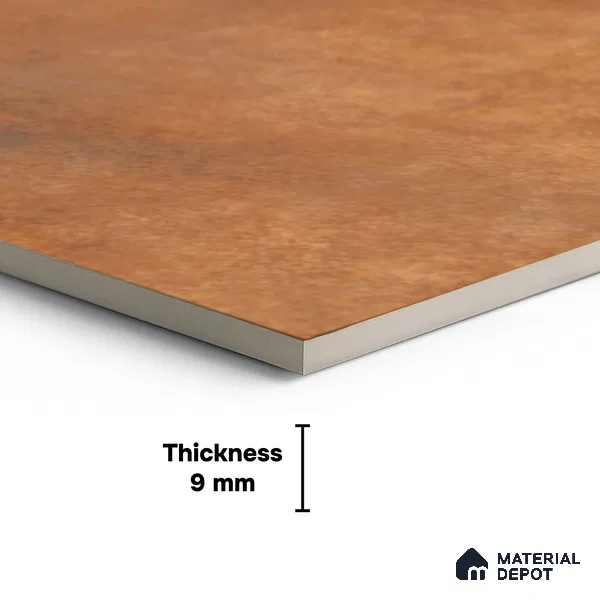 Brown Rustic Floor Tile TL 07026 1 ft x 1 ft Ceramic Carving Matte Finish - 9 mm | Suitable for Living Room, Bedroom, Bathroom