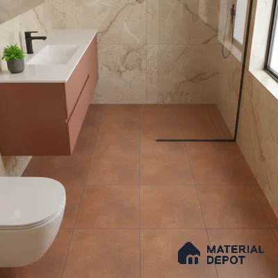 Brown Rustic Floor Tile TL 07026   1 ft x 1 ft Ceramic Carving Matte Finish - 9 mm | Suitable for Living Room, Bedroom, Bathroom
