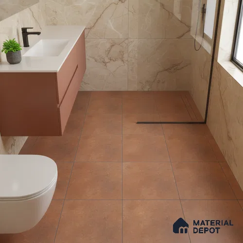 Brown Rustic Floor Tile TL 07026   1 ft x 1 ft Ceramic Carving Matte Finish - 9 mm | Suitable for Living Room, Bedroom, Bathroom