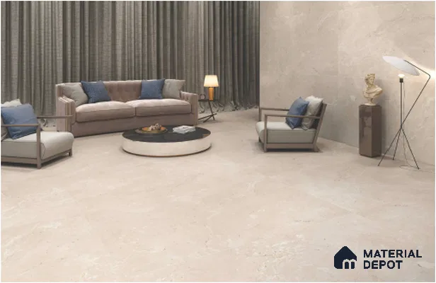 Beige Marble Wall & Floor Tile TL 07027 B Gravier Montana Creamstone 5.2 ft x 2.6 ft Vitrified Glossy Finish - 9 mm | Suitable for Living Room, Bedroom, Bathroom