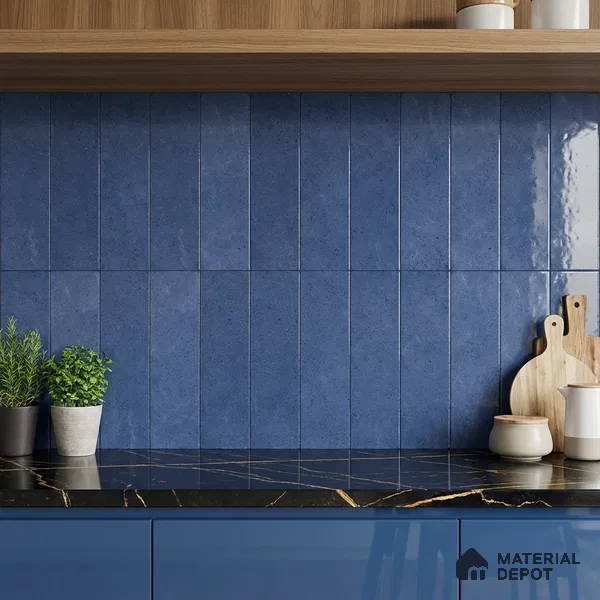 Blue Stone Wall Tile TL 07032 2 ft x 1 ft Ceramic Glossy Finish - 9 mm | Suitable for Living Room, Bedroom, Bathroom (Sample)
