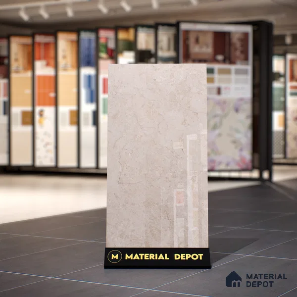 Marble Crema Marfil Wall & Floor Tile TL 07033 Sand Beige 4 ft x 2 ft Glossy Finish Vitrified Tile - 9 mm | 6 Random Designs | Suitable For Living Room, Bedroom, Dining