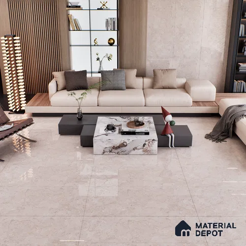 Marble Crema Marfil Wall & Floor Tile TL 07033 Sand Beige 4 ft x 2 ft Glossy Finish Vitrified Tile - 9 mm | 6 Random Designs | Suitable For Living Room, Bedroom, Dining