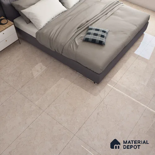 Marble Crema Marfil Wall & Floor Tile TL 07033 Sand Beige 4 ft x 2 ft Glossy Finish Vitrified Tile - 9 mm | 6 Random Designs | Suitable For Living Room, Bedroom, Dining