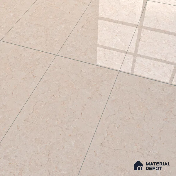 Marble Crema Marfil Wall & Floor Tile TL 07033 Sand Beige 4 ft x 2 ft Glossy Finish Vitrified Tile - 9 mm | 6 Random Designs | Suitable For Living Room, Bedroom, Dining