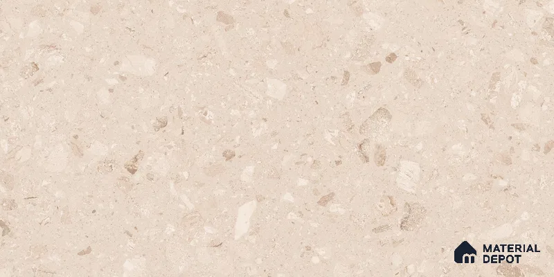 Beige Terrazzo Wall & Floor Tile TL 07034 2 ft x 4 ft Vitrified Glossy Finish - 9 mm | 8 Random Design | Suitable for Living Room, Bedroom, Bathroom