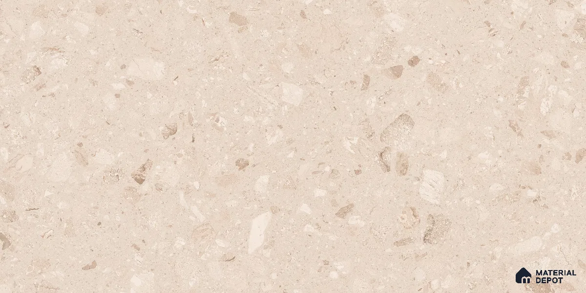 Beige Terrazzo Wall & Floor Tile TL 07034 2 ft x 4 ft Vitrified Glossy Finish - 9 mm | 8 Random Design | Suitable for Living Room, Bedroom, Bathroom