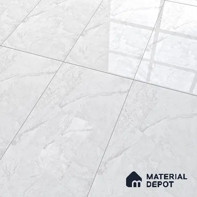 Marble Carrara Wall & Floor Tile TL 07035 Light Grey 4 ft x 2 ft Glossy Finish Vitrified Tile - 9 mm | 4 Random Designs | Suitable For Living Room, Bedroom, Dining