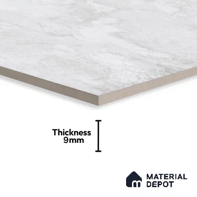 Marble Carrara Wall & Floor Tile TL 07035 Light Grey 4 ft x 2 ft Glossy Finish Vitrified Tile - 9 mm | 4 Random Designs | Suitable For Living Room, Bedroom, Dining