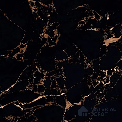 Marble Portoro Wall & Floor Tile TL 07036 Jet Black 4 ft x 2 ft High Gloss Finish Vitrified Tile - 9 mm | 4 Random Designs | Suitable For Living Room, Bedroom, Dining