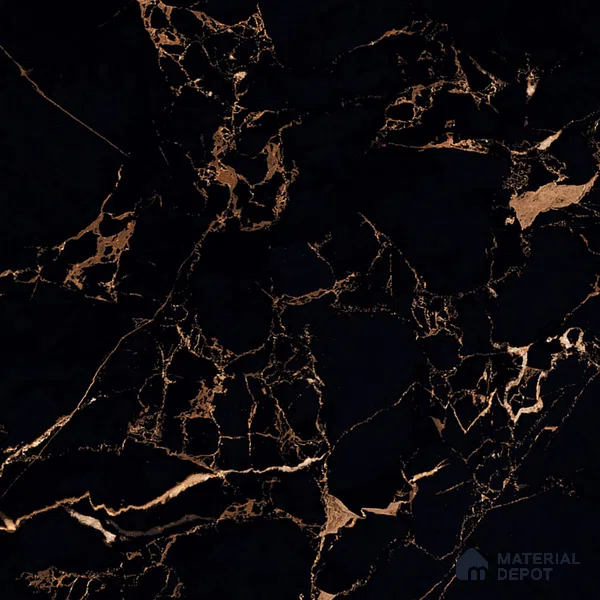 Marble Portoro Wall & Floor Tile TL 07036 Jet Black 4 ft x 2 ft High Gloss Finish Vitrified Tile - 9 mm | 4 Random Designs | Suitable For Living Room, Bedroom, Dining