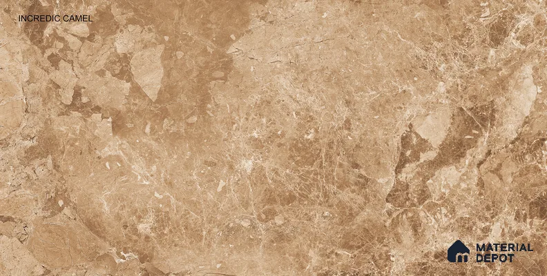 Brown Stacked Stone Wall & Floor Tile TL 07042 4 ft x 2 ft Vitrified Glossy Finish - 9 mm | 4 Random Design | Suitable for Living Room, Bedroom, Bathroom