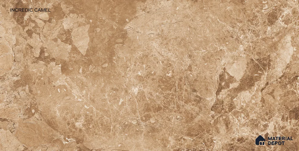 Brown Stacked Stone Wall & Floor Tile TL 07042 4 ft x 2 ft Vitrified Glossy Finish - 9 mm | 4 Random Design | Suitable for Living Room, Bedroom, Bathroom