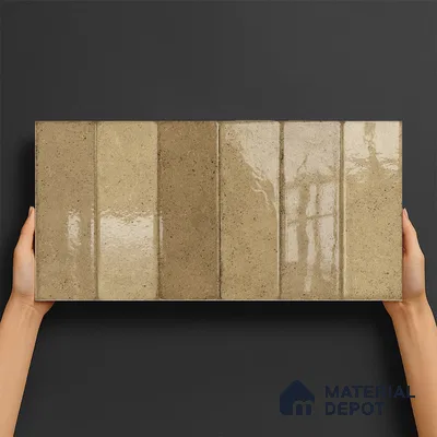 Beige Stone Wall Tile TL 07046 2 ft x 1 ft Ceramic Glossy Finish - 9 mm | Suitable for Living Room, Bedroom, Bathroom